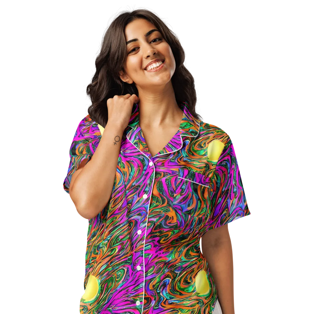 Acid Opulence on Women's Short Sleeve Pajama Top — Front