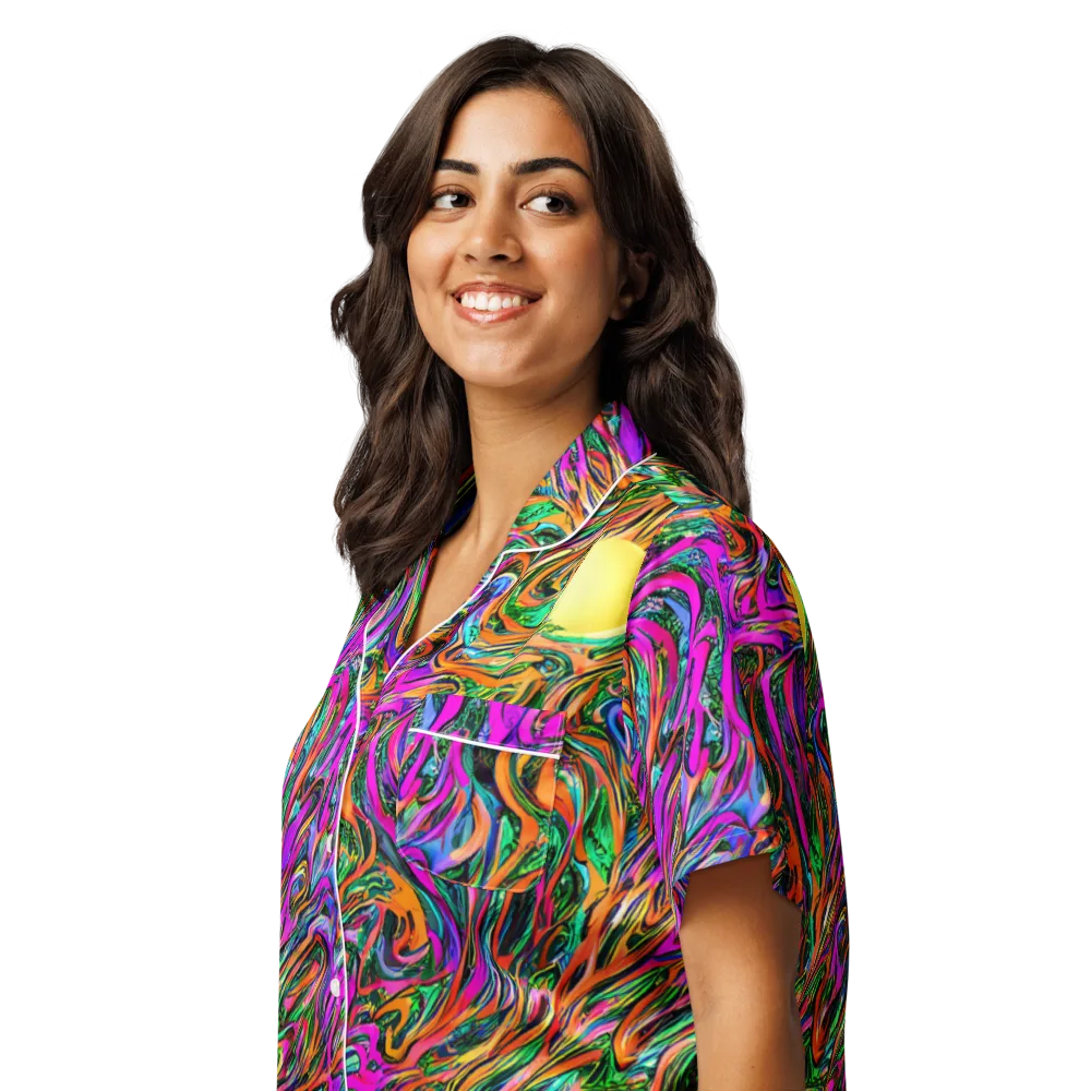 Acid Opulence on Women's Short Sleeve Pajama Top — Left Front