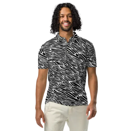 Zebra Voltage on a Men's Slim Fit Polo Shirt