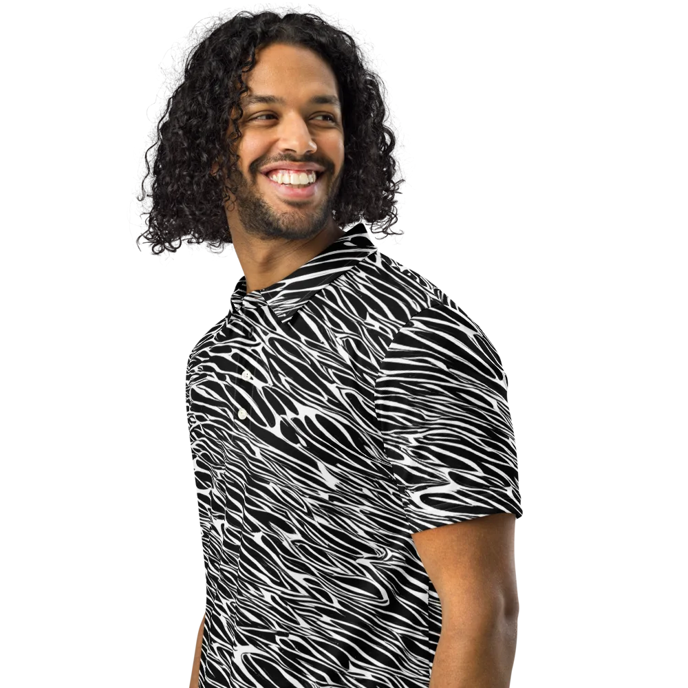 Zebra Voltage on Men's Slim Fit Polo Shirt — Left Front