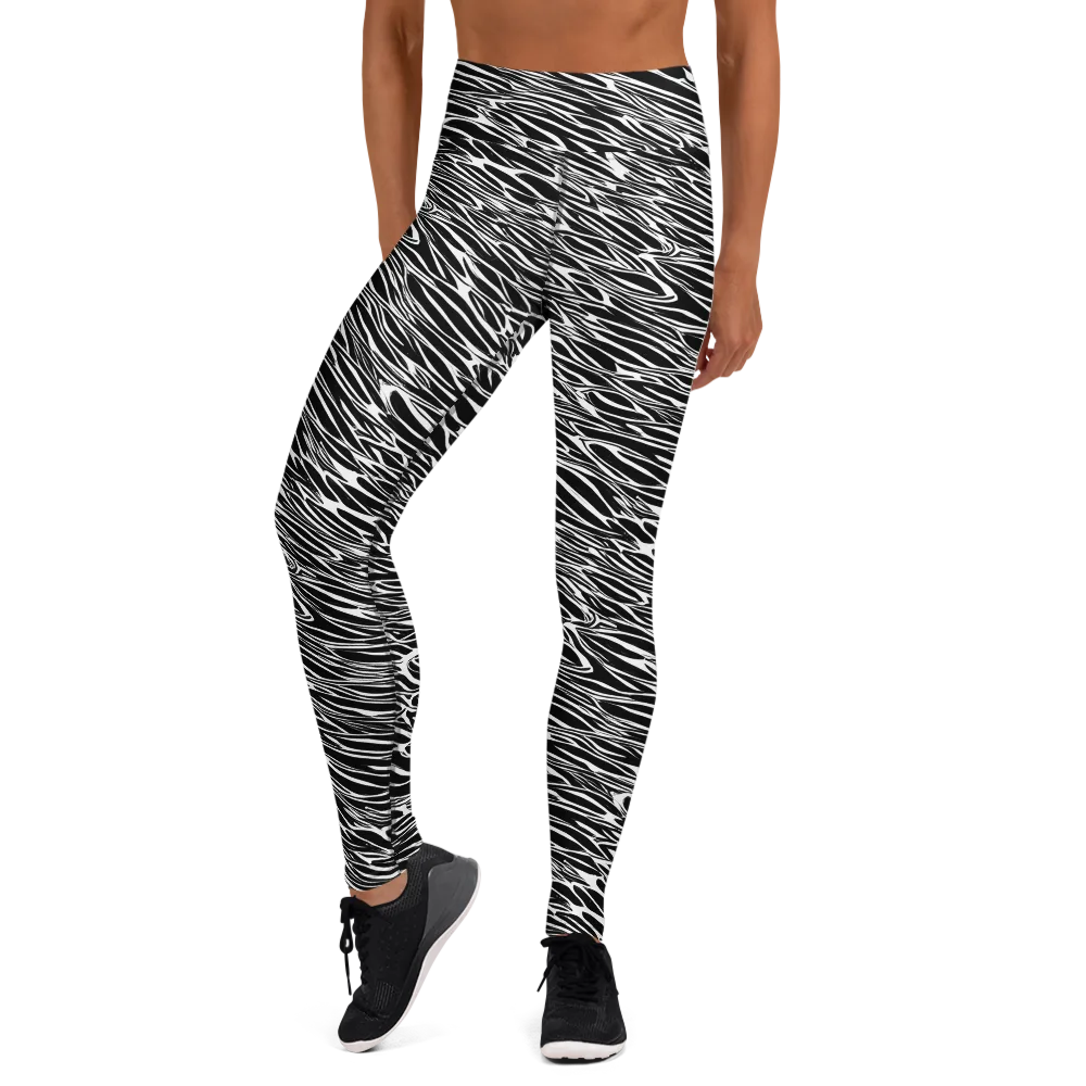 Zebra Voltage on Yoga Leggings — Front