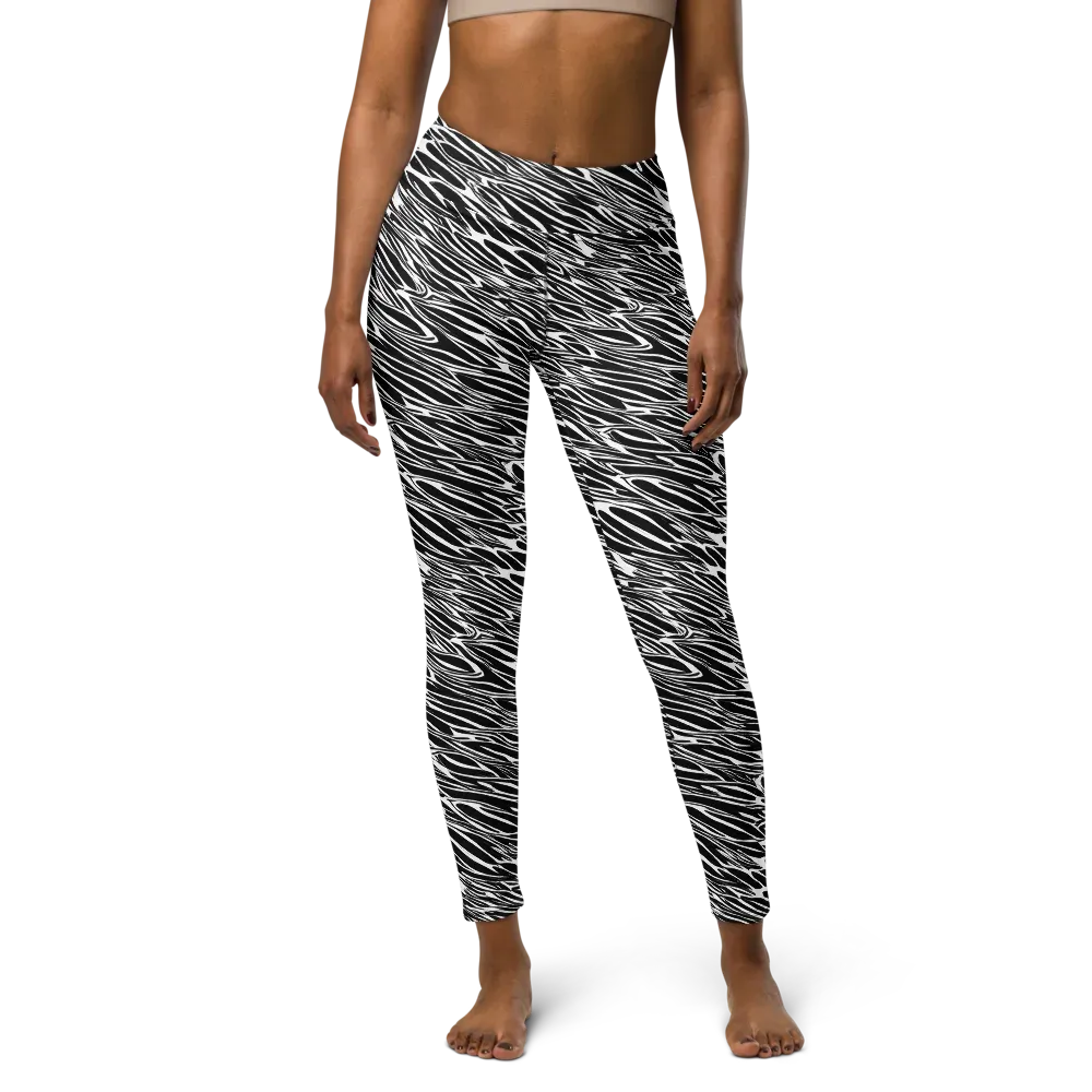 Zebra Voltage on Yoga Leggings — Front