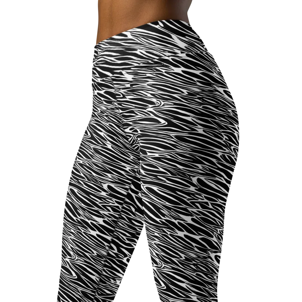 Zebra Voltage on Yoga Leggings — Left Front