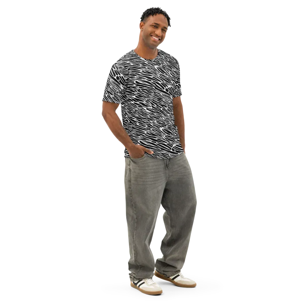 Zebra Voltage on Men's Cotton Crew Neck T-Shirt — Right Front