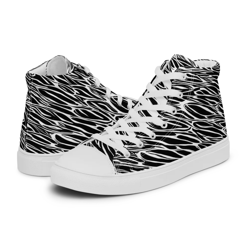 Zebra Voltage on Women's High Top Canvas Shoes — Left