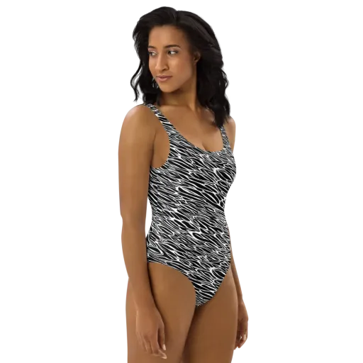 Zebra Voltage on a One-Piece Swimsuit