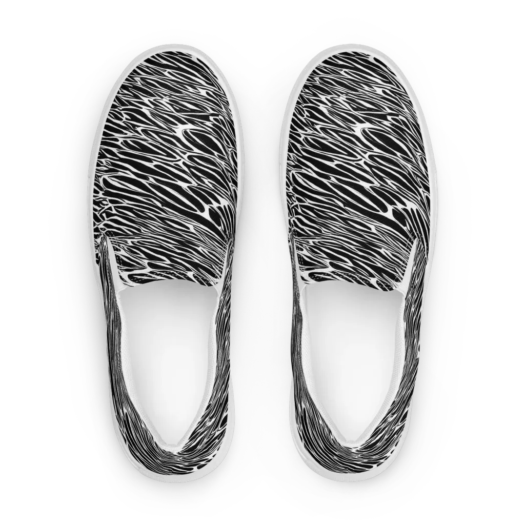 Zebra Voltage on Women's Slip-On Canvas Shoes — Front