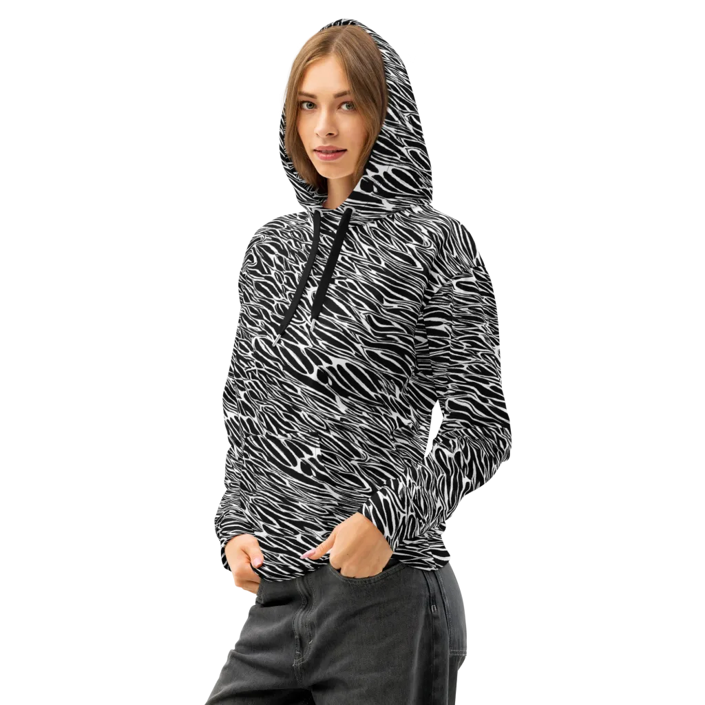 Zebra Voltage on Cotton Hoodie — Left Front