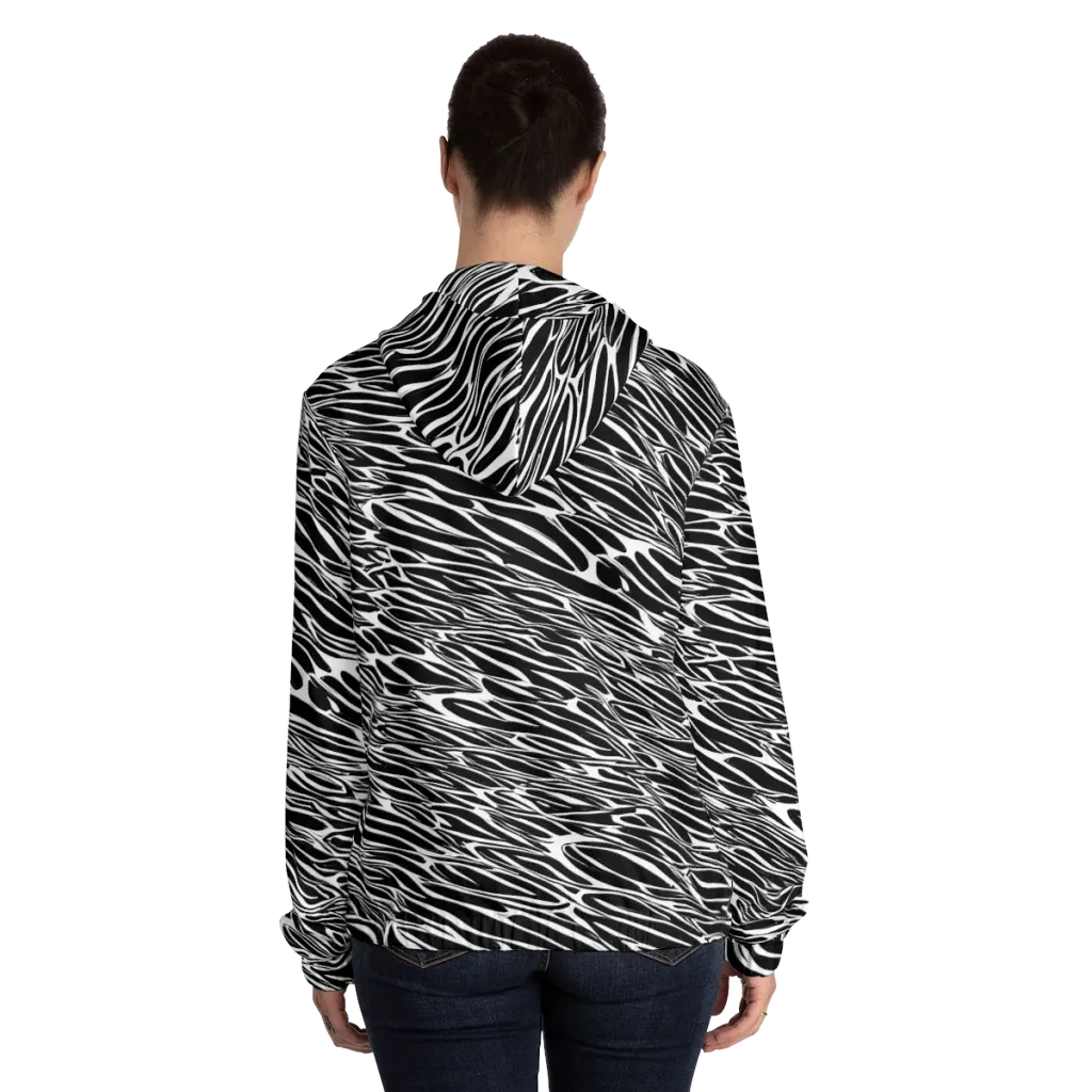 Zebra Voltage on Women's Full-Zip Hoodie — Back On Person