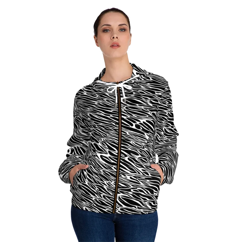 Zebra Voltage on Women's Full-Zip Hoodie — Front On Person