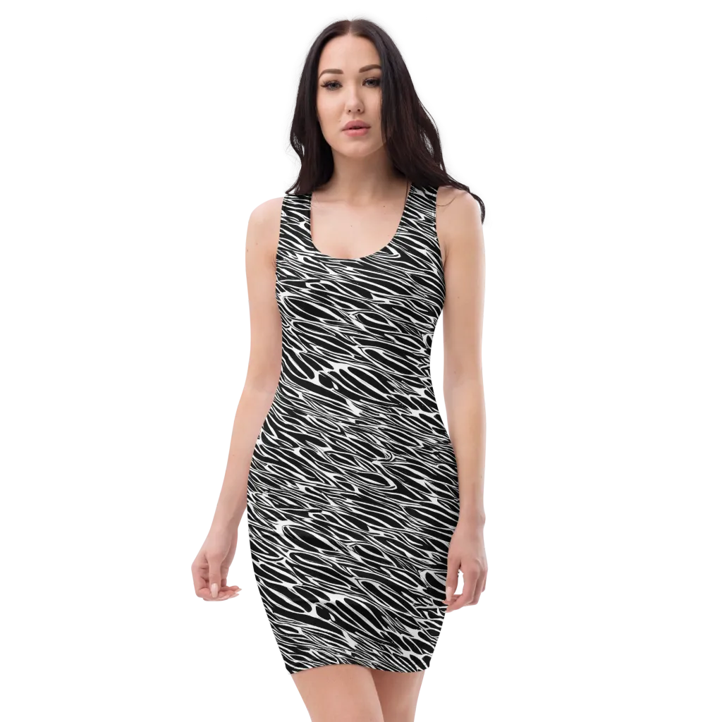 Zebra Voltage on Bodycon Dress — Front