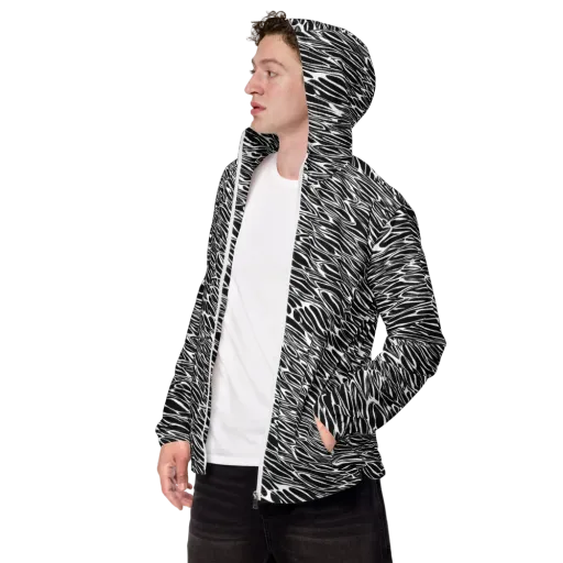 Zebra Voltage on a Men's Windbreaker