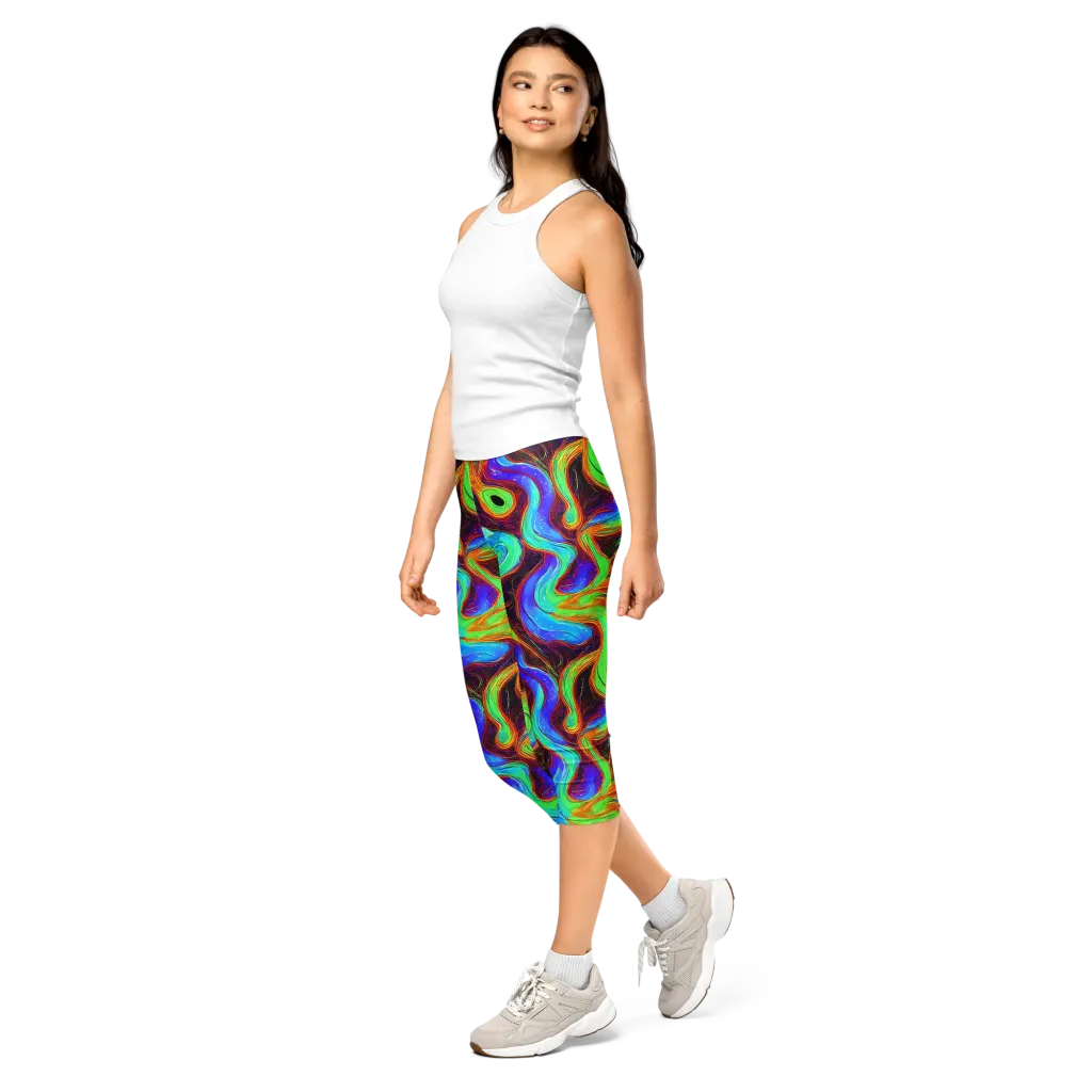 Arcane Flow on Capri Leggings — Left Front