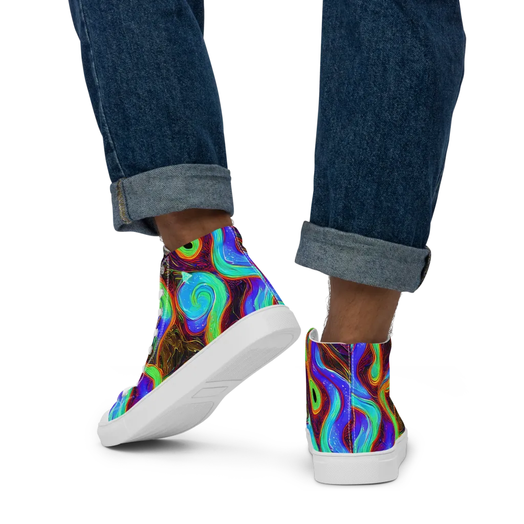 Arcane Flow on Men's High Top Canvas Shoes — Back