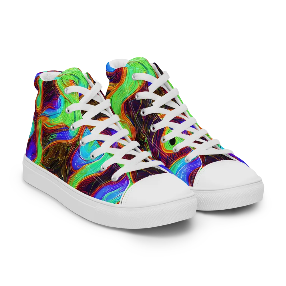 Arcane Flow on Women's High Top Canvas Shoes — Right Front