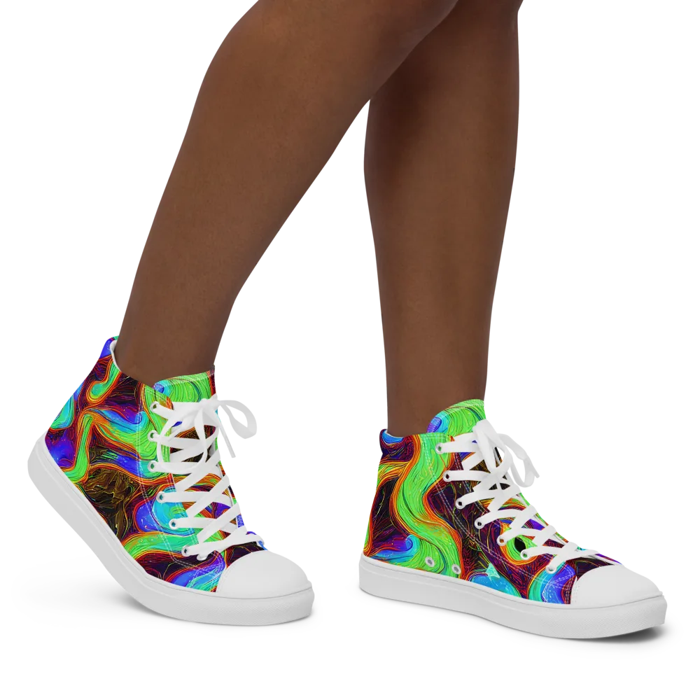 Arcane Flow on Women's High Top Canvas Shoes — Right