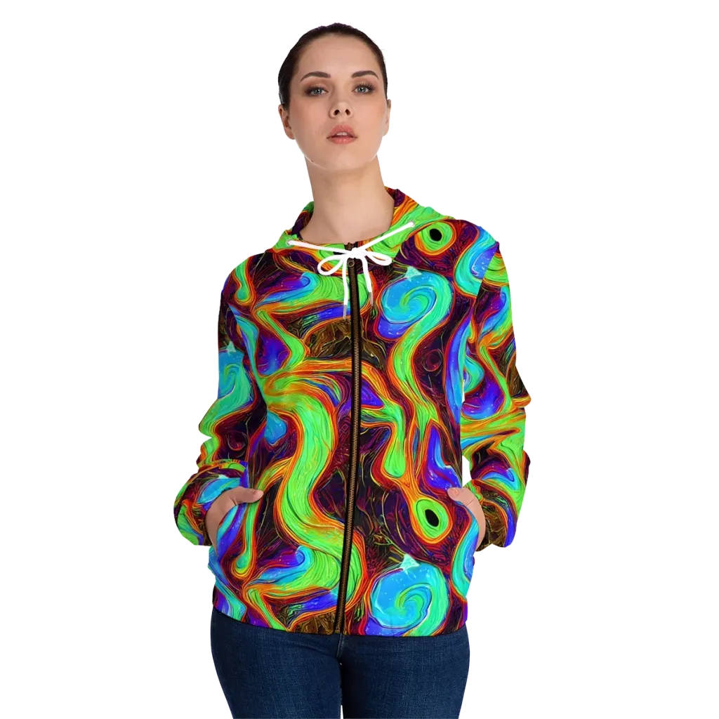 Arcane Flow on Women's Full-Zip Hoodie — Front On Person