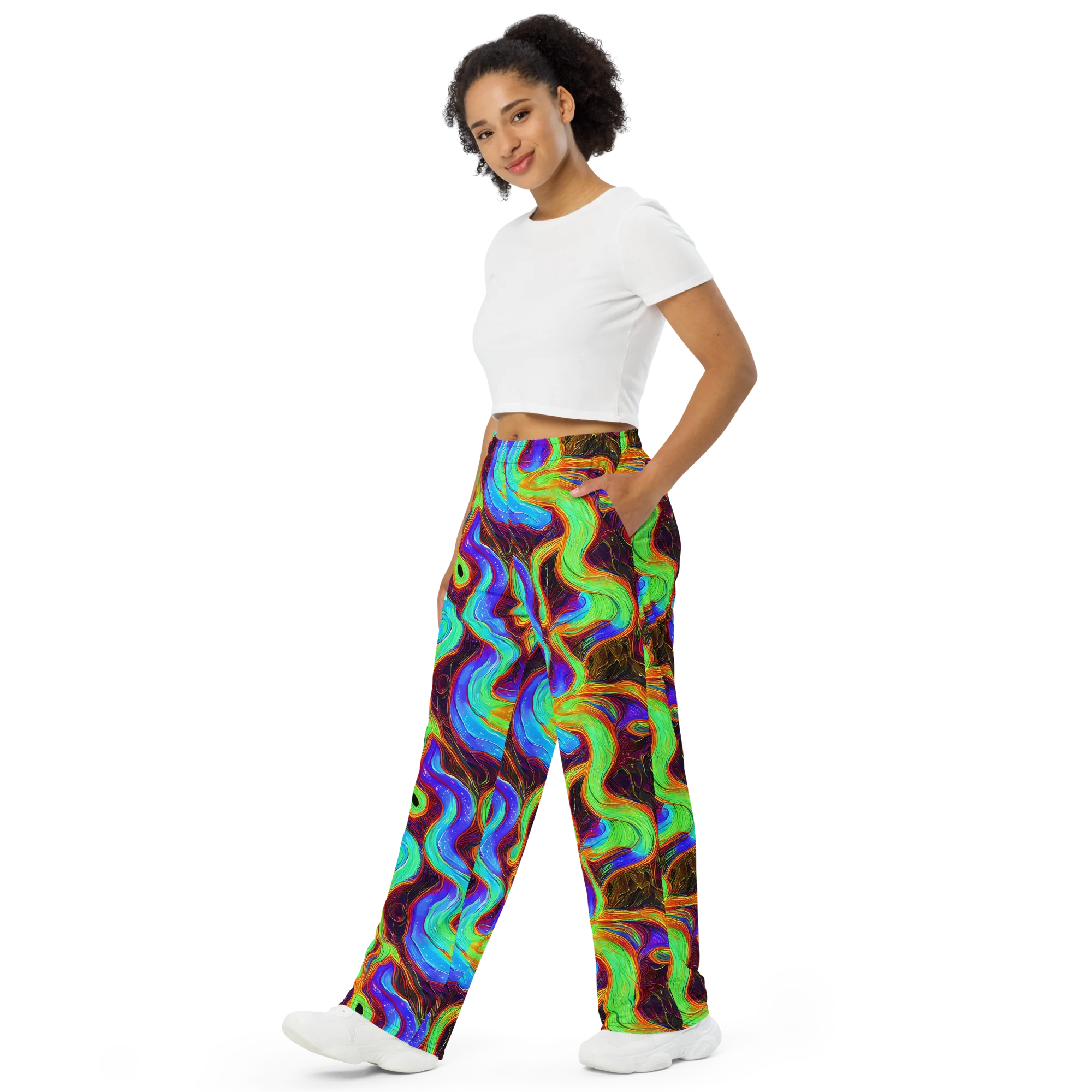 Arcane Flow on Wide-Leg Pants — Left Front