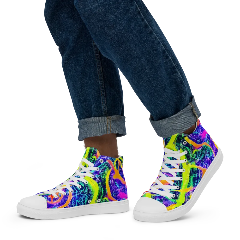 Solar Venom on Men's High Top Canvas Shoes — Left