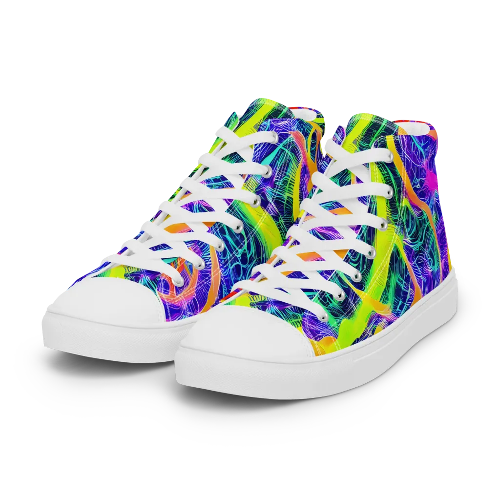 Solar Venom on Women's High Top Canvas Shoes — Left Front