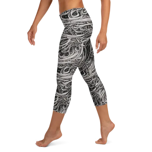 Noir Marbling on a Capri Leggings