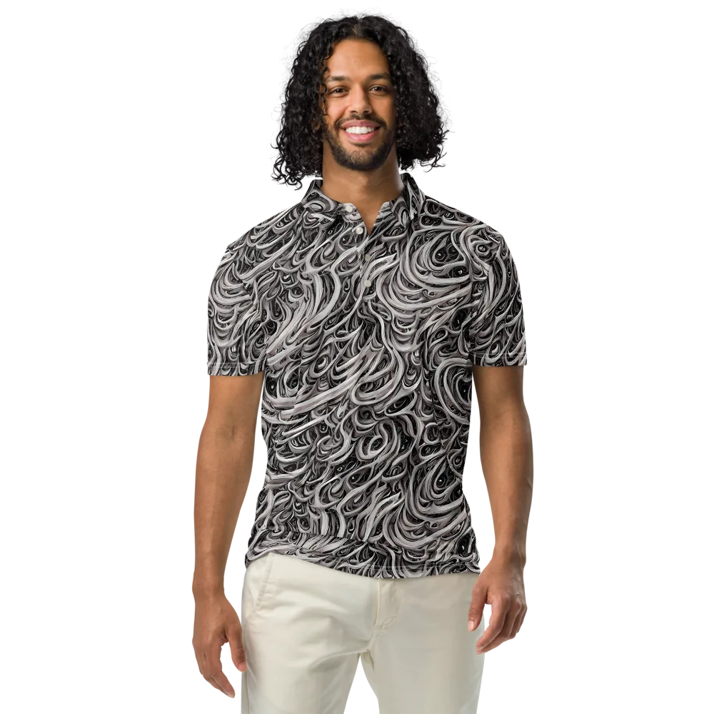 Noir Marbling on Men's Slim Fit Polo Shirt — Front