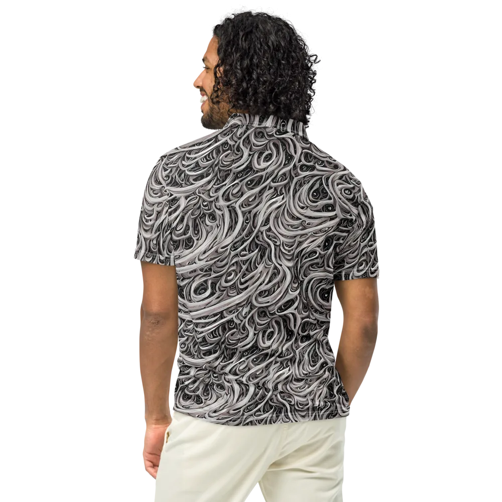 Noir Marbling on Men's Slim Fit Polo Shirt — Back