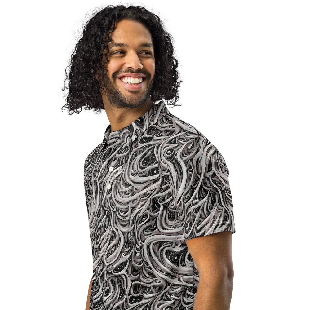Noir Marbling on Men's Slim Fit Polo Shirt — Left Front