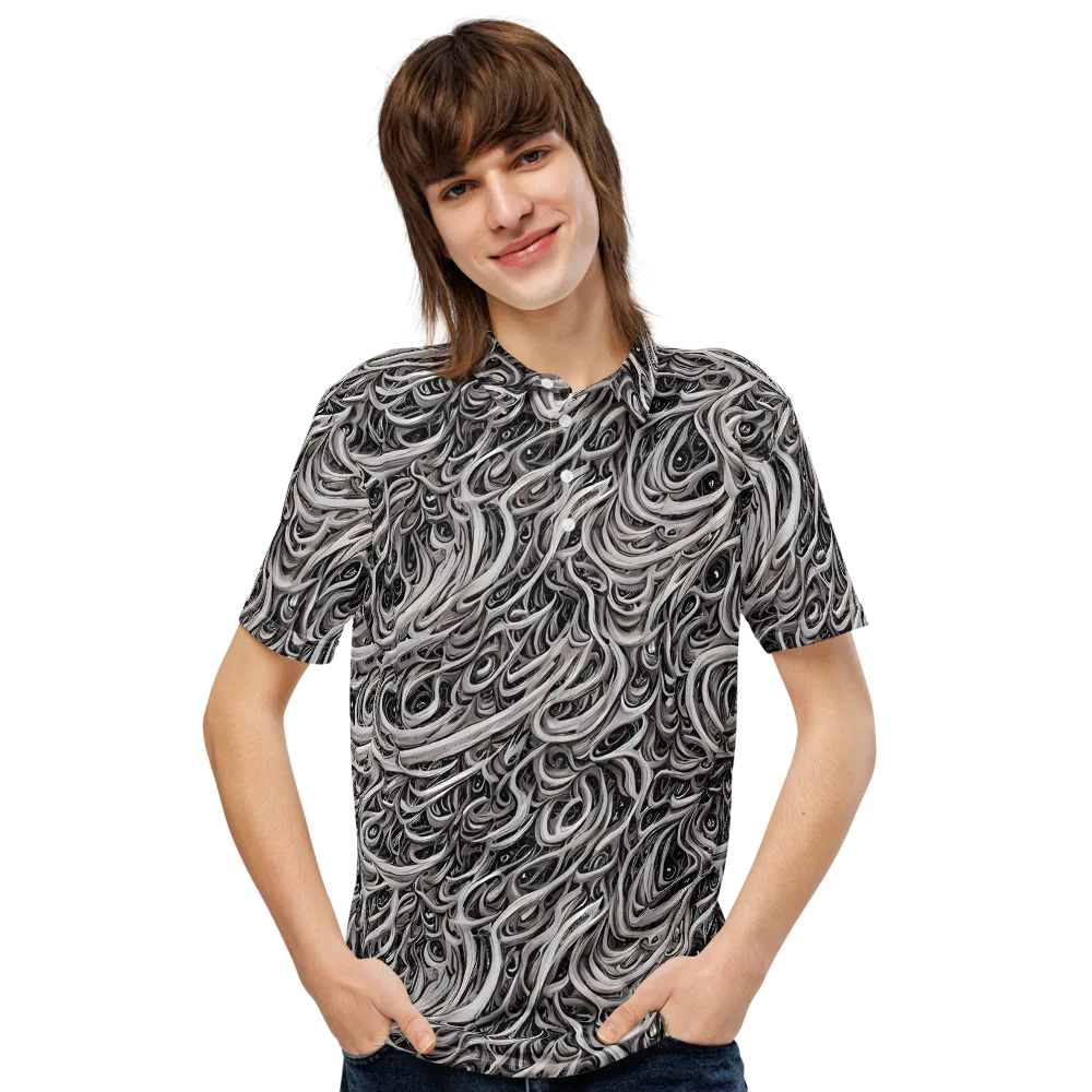 Noir Marbling on Men's Slim Fit Polo Shirt — Front