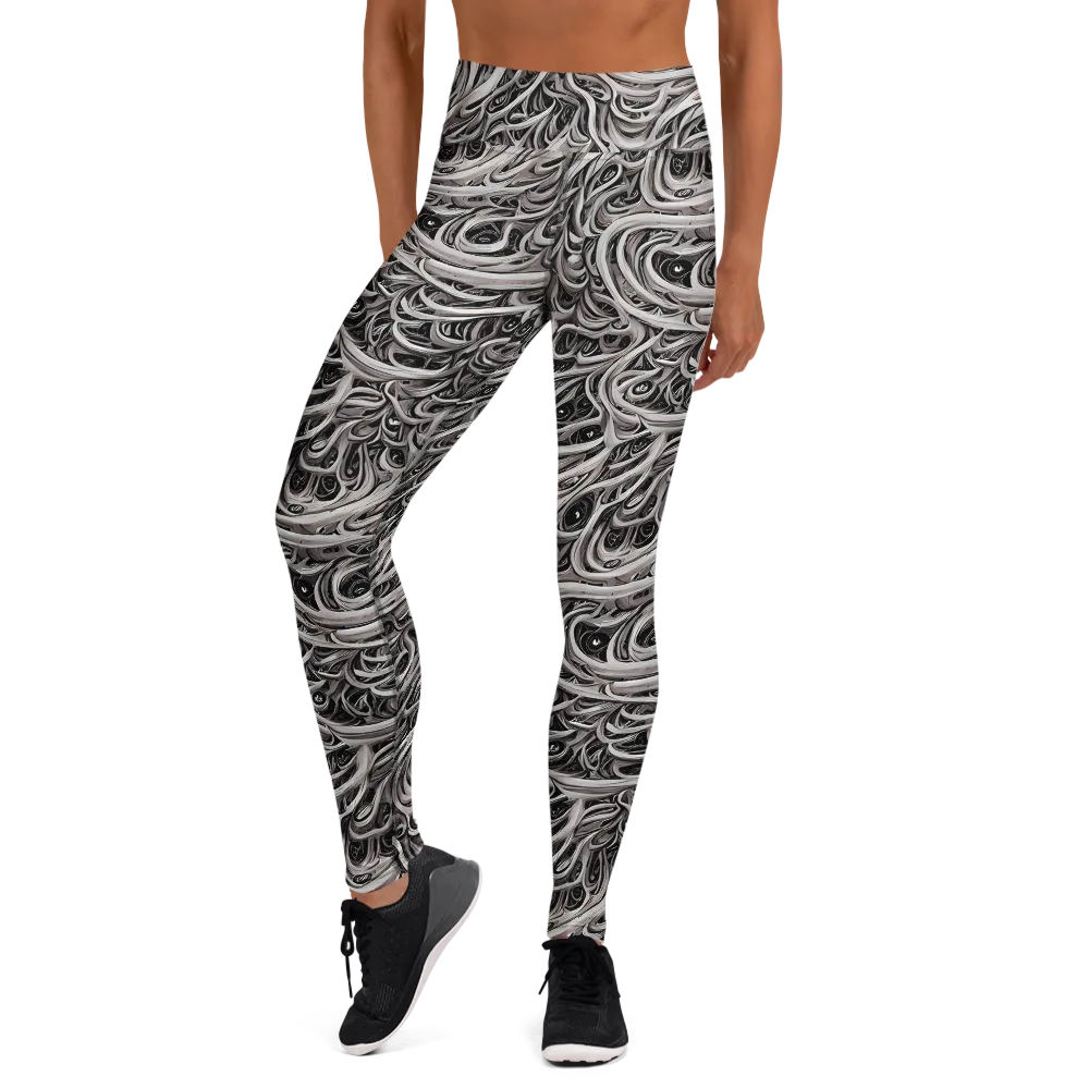Noir Marbling on Yoga Leggings — Front