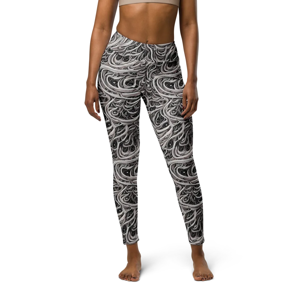 Noir Marbling on Yoga Leggings — Front