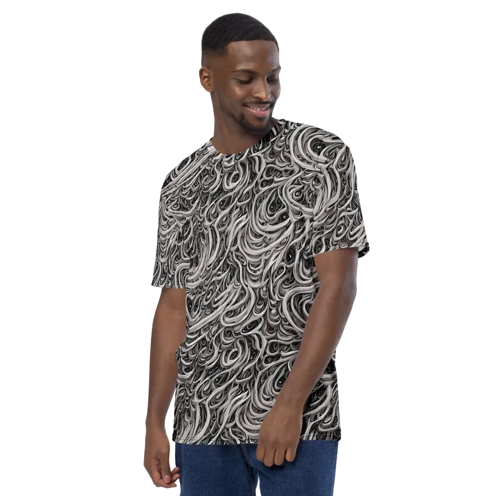 Noir Marbling on Men's Crew Neck T-Shirt — Left