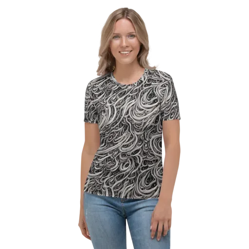 Noir Marbling on a Women's Crew Neck T-Shirt