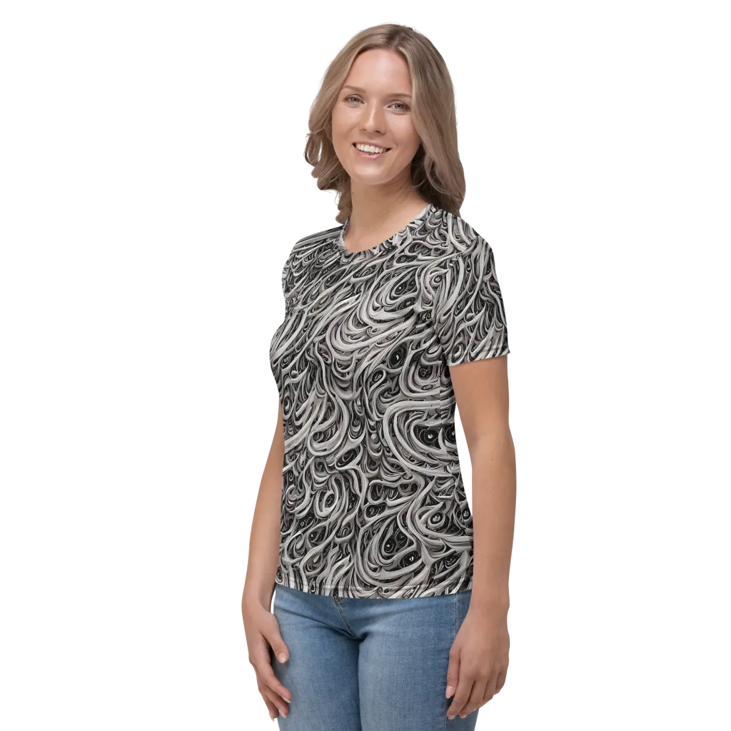 Noir Marbling on Women's Crew Neck T-Shirt — Left