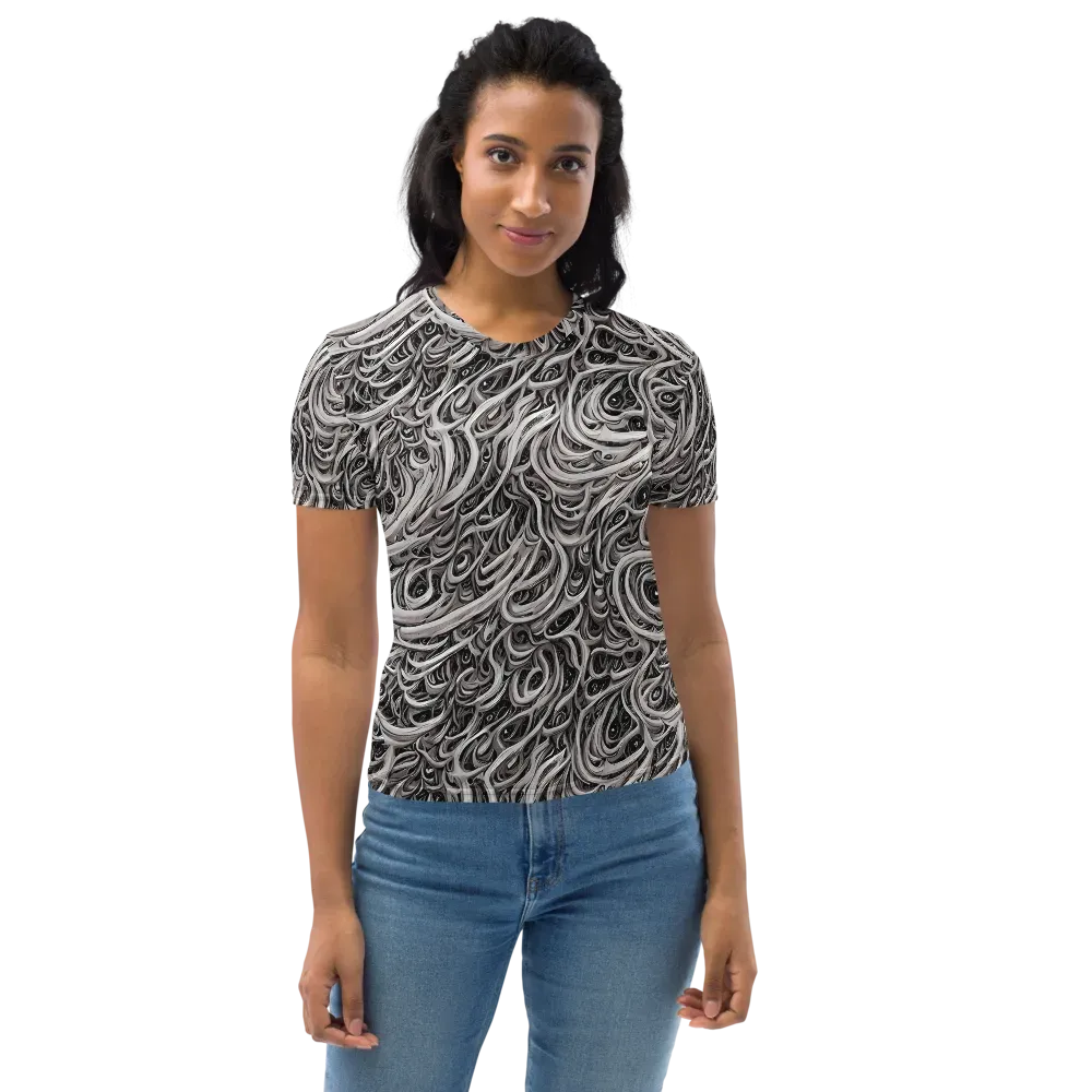 Noir Marbling on Women's Crew Neck T-Shirt — Front
