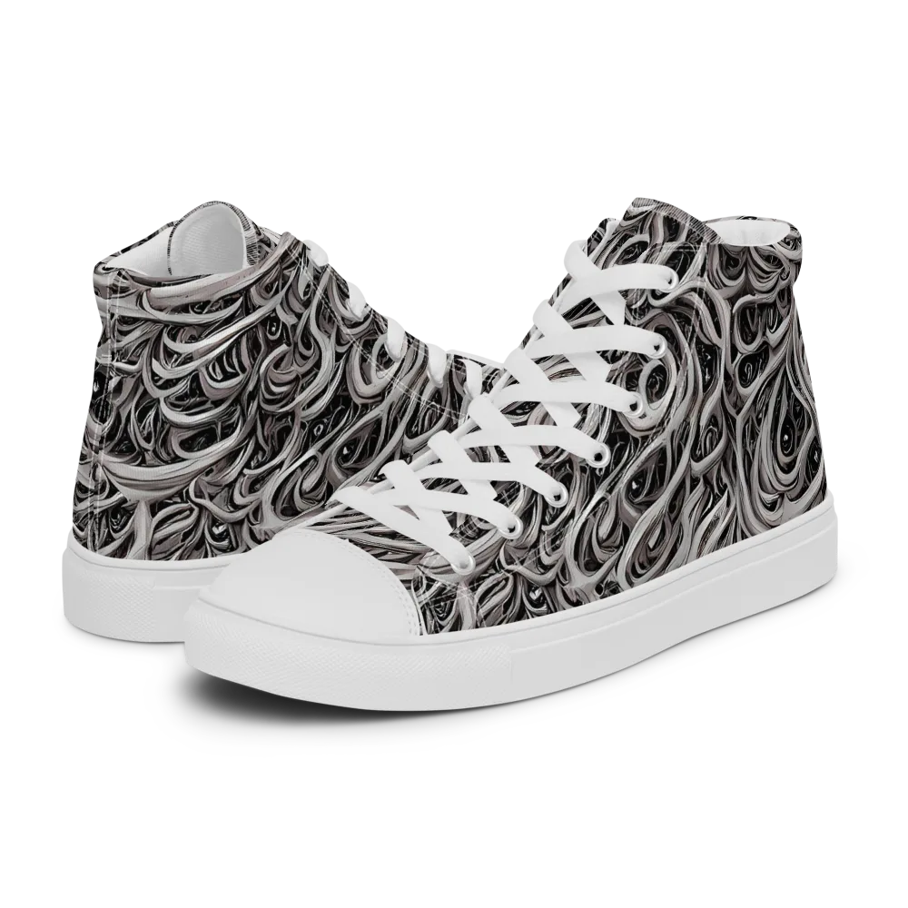 Noir Marbling on Women's High Top Canvas Shoes — Left