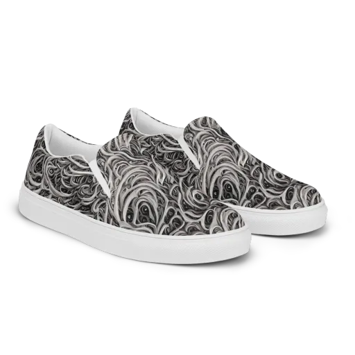 Noir Marbling on a Men's Slip-On Canvas Shoes