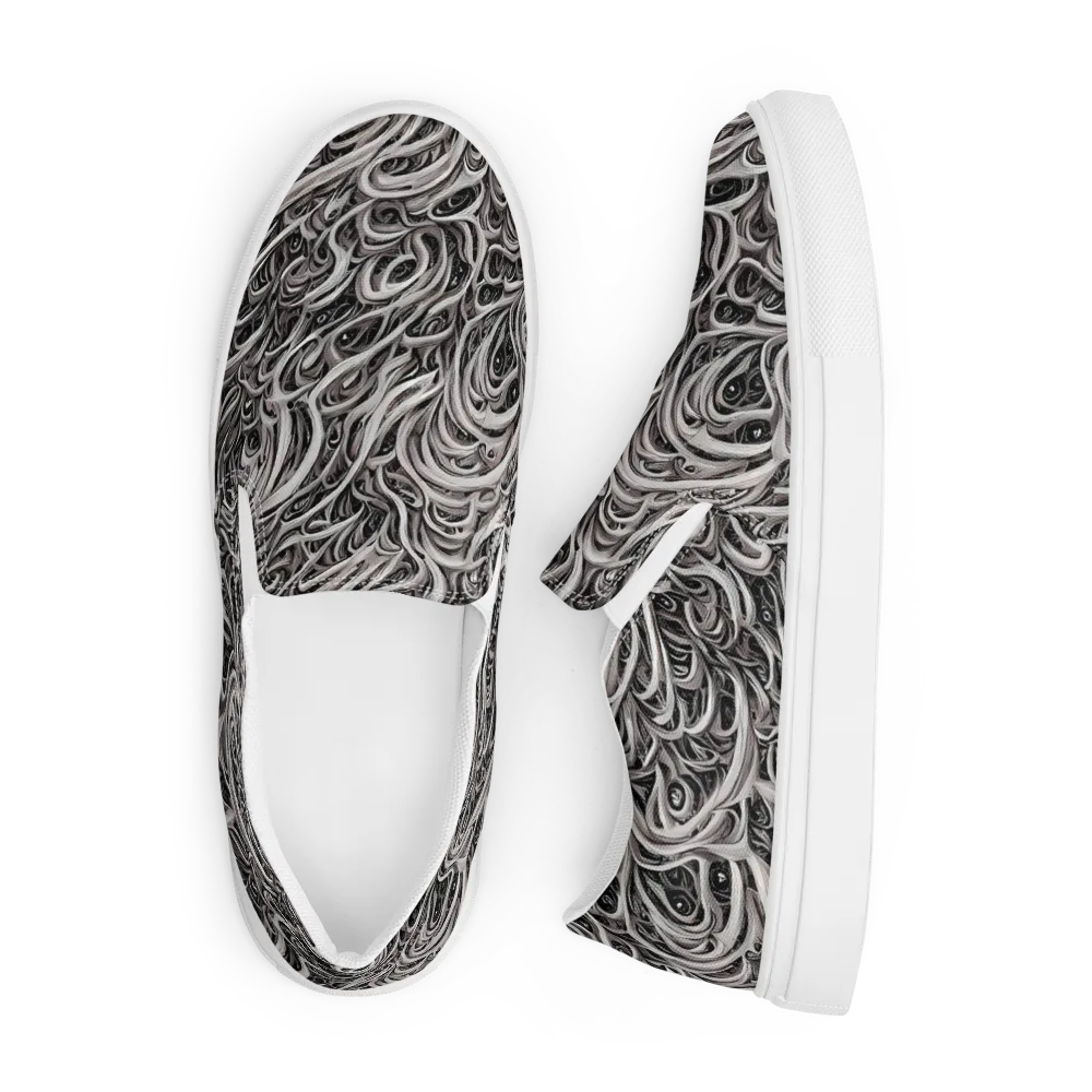 Noir Marbling on Men's Slip-On Canvas Shoes — Front