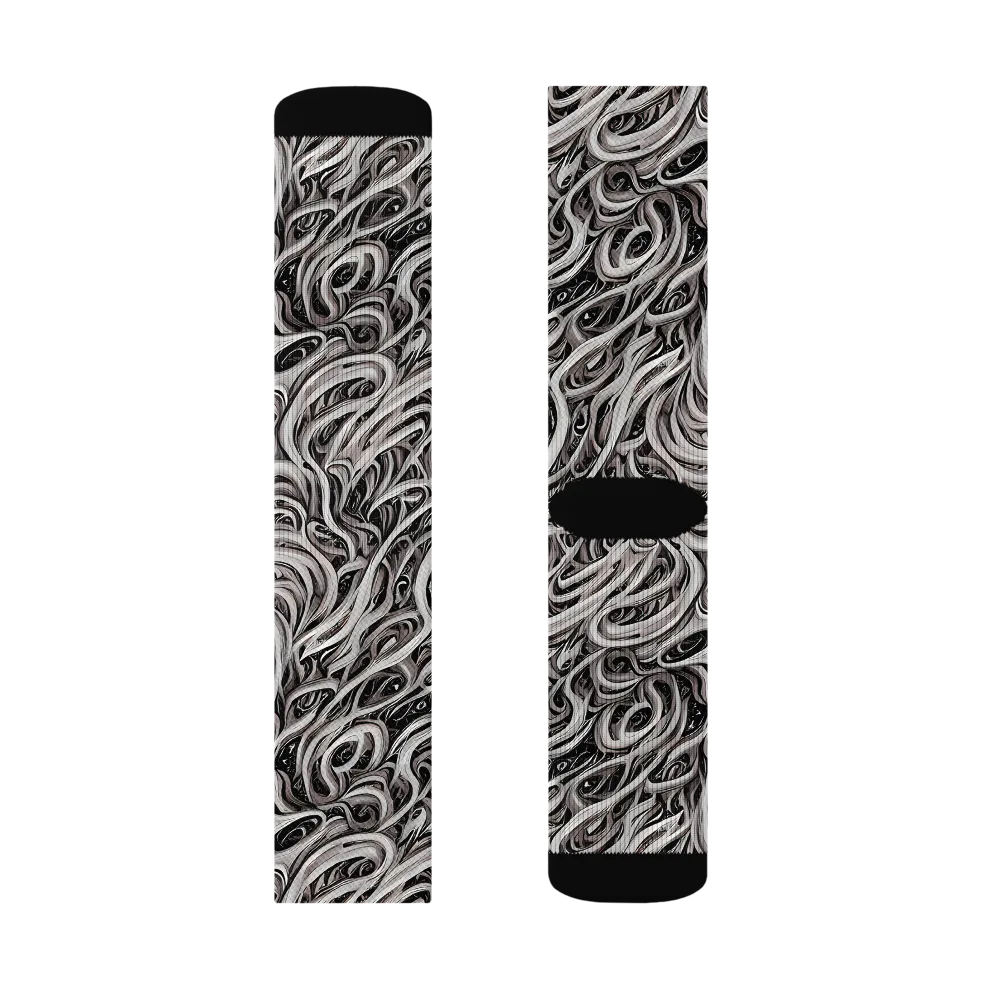 Noir Marbling on Socks — Left Sock