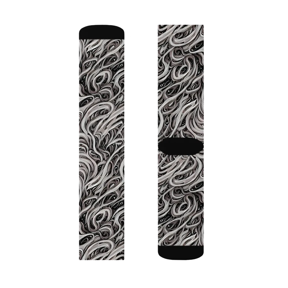 Noir Marbling on Socks — Right Sock