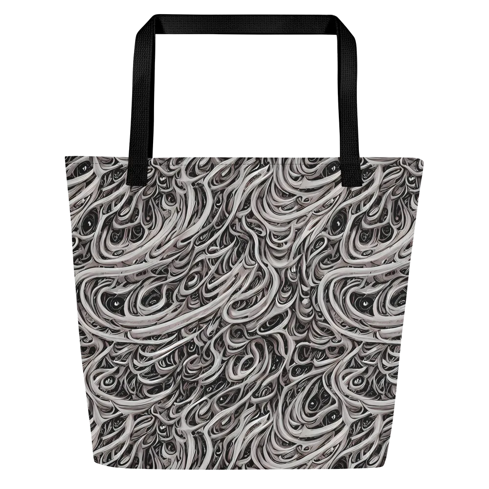 Noir Marbling on Large Tote Bag W/ Pocket — Front