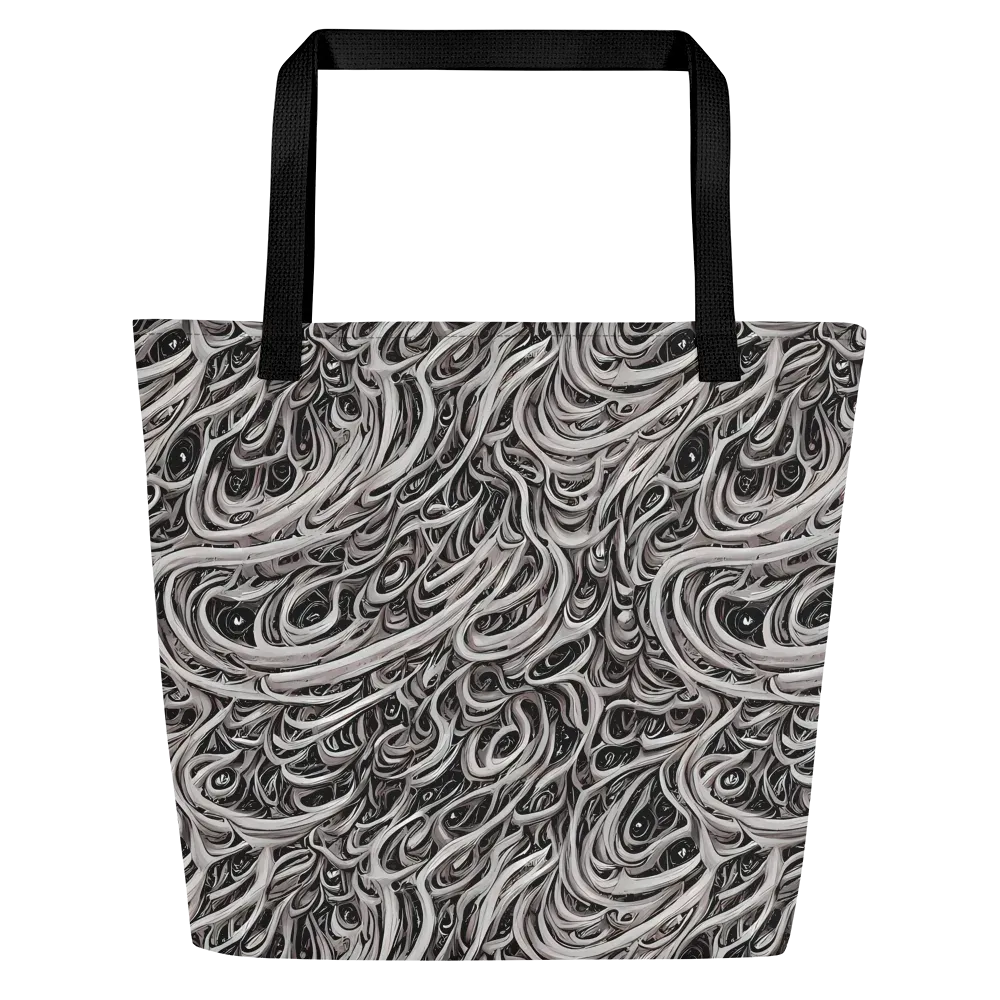Noir Marbling on Large Tote Bag W/ Pocket — Front
