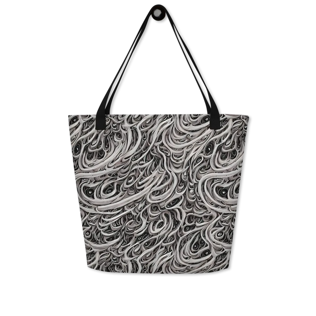 Noir Marbling on Large Tote Bag W/ Pocket — Front