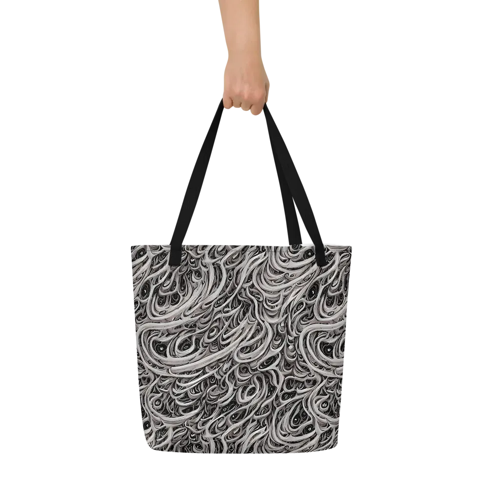 Noir Marbling on Large Tote Bag W/ Pocket — Front