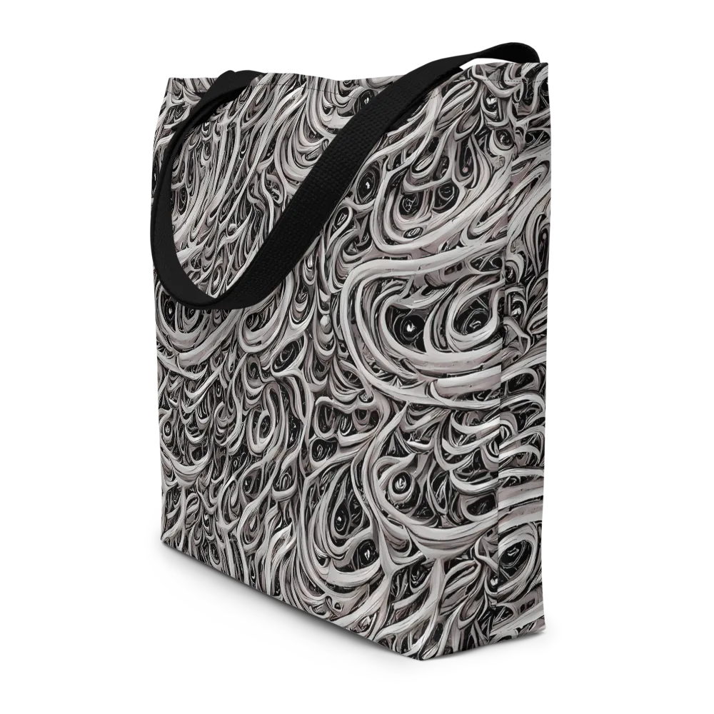 Noir Marbling on Large Tote Bag W/ Pocket — Front