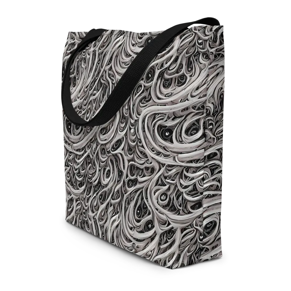 Noir Marbling on Large Tote Bag W/ Pocket — Front