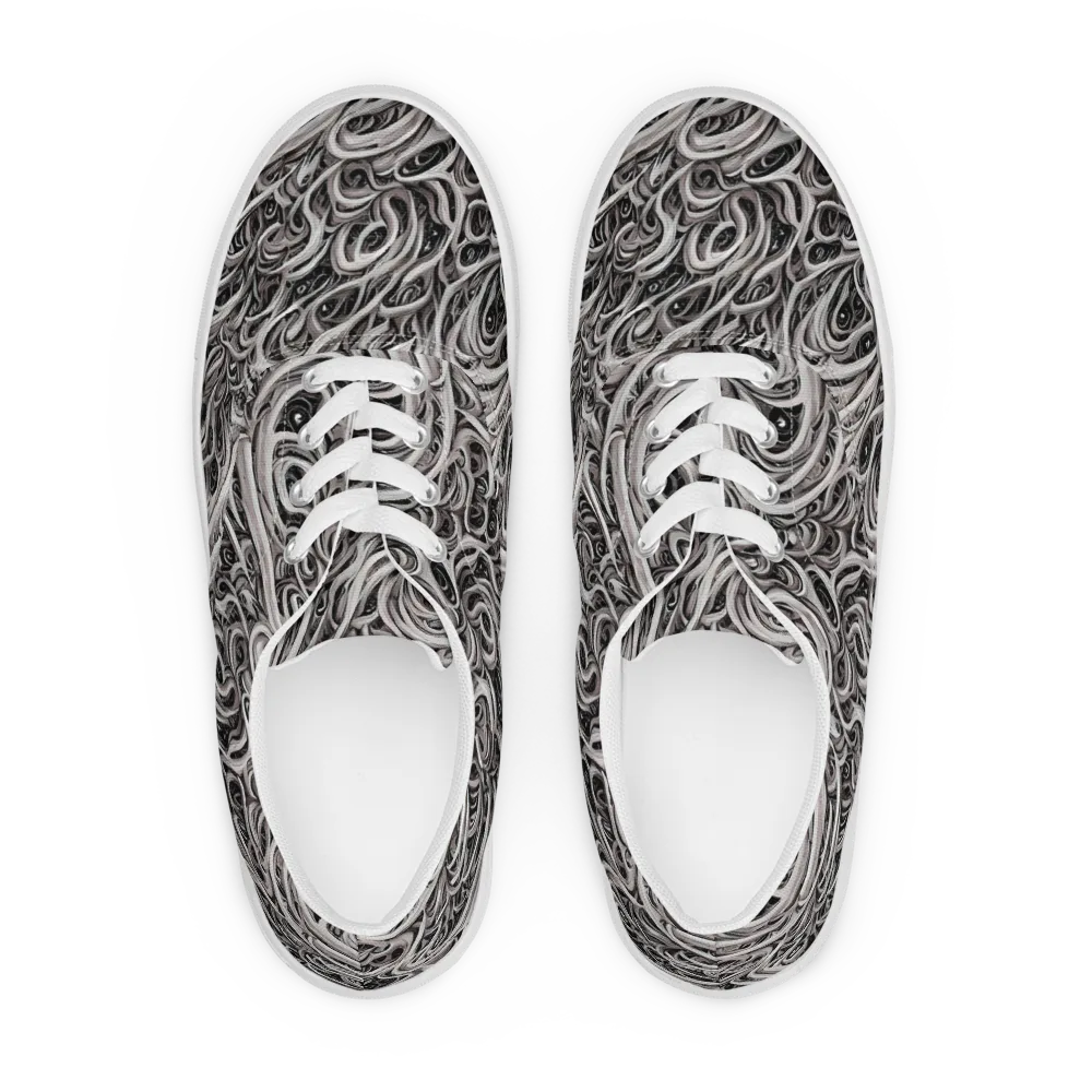 Noir Marbling on Men's Lace-Up Canvas Shoes — Front