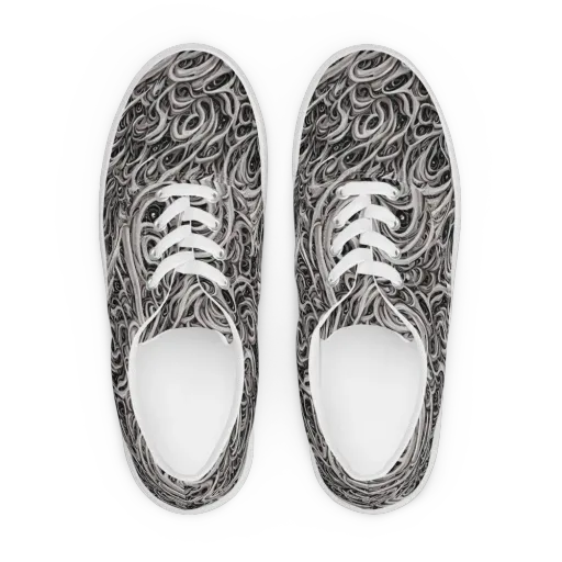 Noir Marbling on a Men's Lace-Up Canvas Shoes