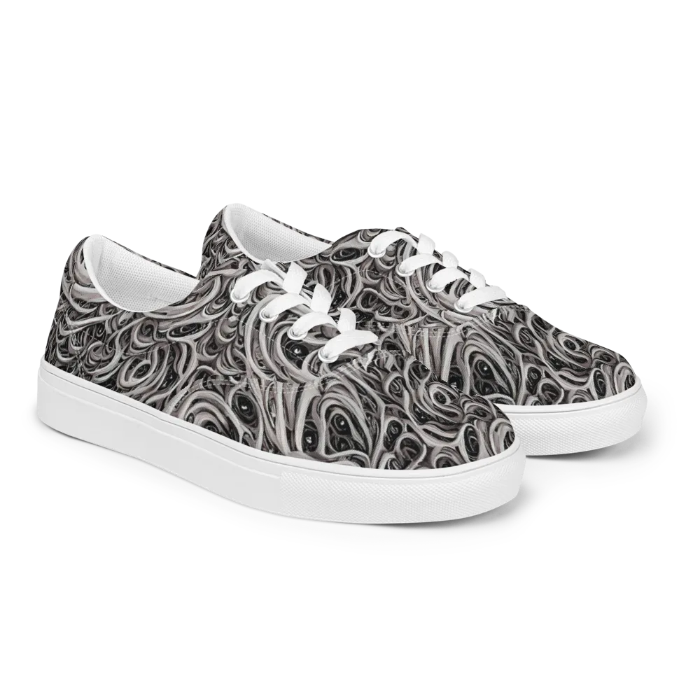 Noir Marbling on Men's Lace-Up Canvas Shoes — Right Front