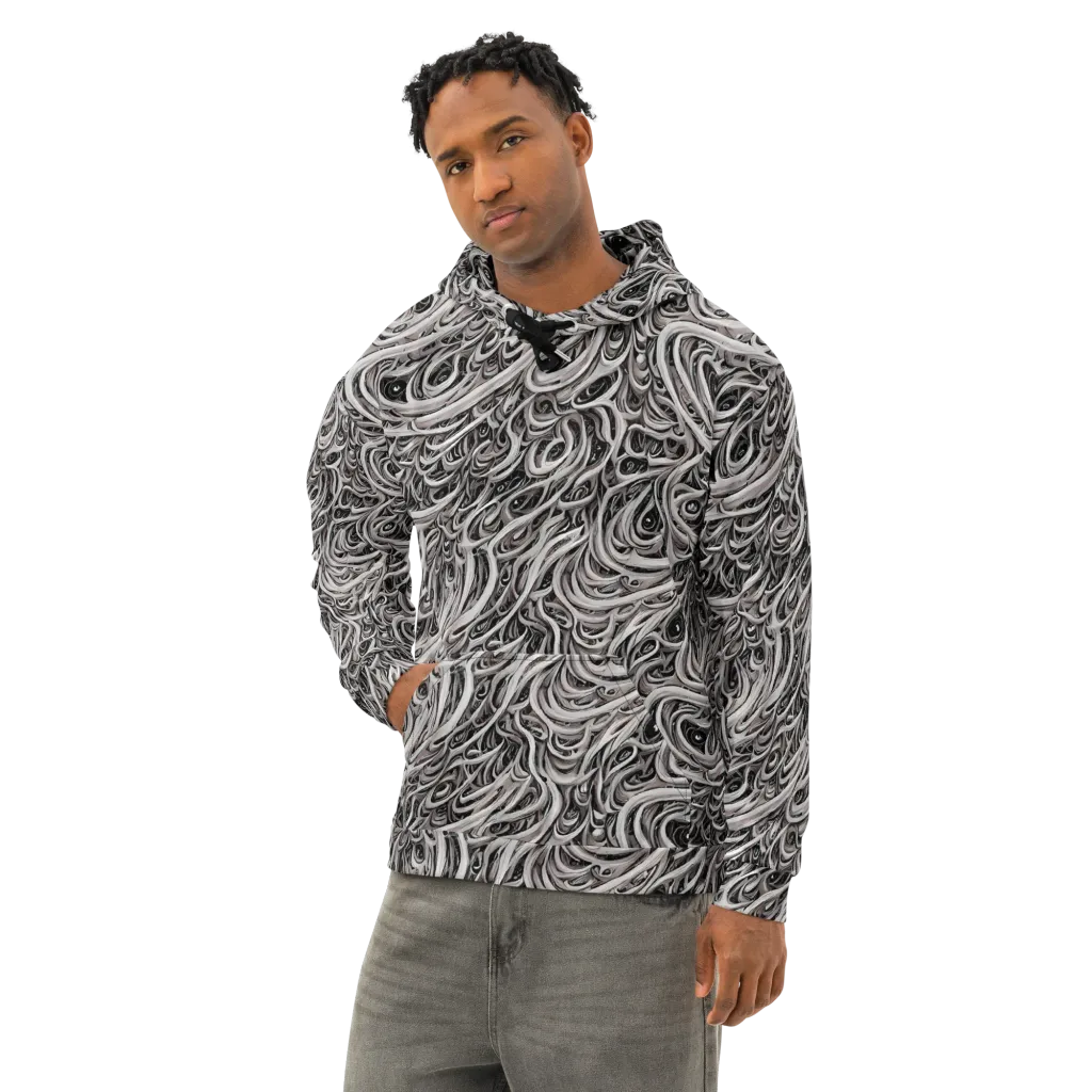 Noir Marbling on Cotton Hoodie — Left Front